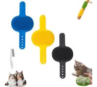 Silicone Grooming Strap Pad for Cats, Cat Self Groomer, Adjustable Silicone Pet Grooming Tool, Multi-functional Cat Brush for Climbing Frames Table (3pcs-b)