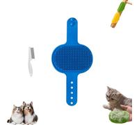 Silicone Grooming Strap Pad for Cats, Cat Self Groomer, Adjustable Silicone Pet Grooming Tool, Multi-functional Cat Brush for Climbing Frames Table (Blue)