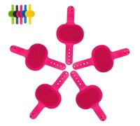 Silicone Grooming Strap Pad for Cats, Cat Self Groomer Brush, Adjustable Silicone Cat Self Groomer Brush, Ideal for Indoor Cats & Dogs (Red*5)