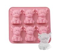 Silicone Highland Cattle Ice Tray - 3D Scottish Cow Mold, 6 Cavities Reusable Silicone Ice Maker, Unique Kitchen Equipment | For Whiskey Cocktails & Bourbon Enthusiasts