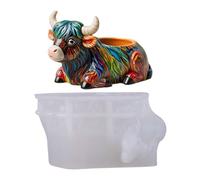 Silicone Highland | Stampo Decorativo Tavolo Highland Cow - Stampo Ornamento 3D per Giardino Fattoria Cortile Halloween Pasqua Natale Scuola