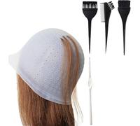 Silicone Highlight Cap Kit Includes Coloring Brushes & Needle, Professional Frosting Cap for Salon Hairdressing Women & Girls