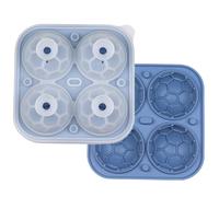 Silicone Ice Ball Mold - Calcio Shape Cold Block Template, Ball Ice Mold with easy-Release Base, Whiskey Sphere Maker with Spill-Proof Lid, 4-Cavity Flexible Tray, for Cocktails Drinks Refrigerator