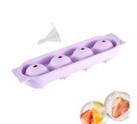 Silicone Ice Ball Tray - Beverage Cooling Sphere Tool for Home Bar Use | Food Grade Flexible Silicone with Easy Release Design, Round 4 Cavity Freezer, Reusable Maker for Whiskey Cocktail