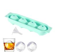 Silicone Ice Ball Tray - Beverage Cooling Sphere Tool for Home Bar Use | Food Grade Flexible Silicone with Easy Release Design, Round 4 Cavity Freezer, Reusable Maker for Whiskey Cocktail