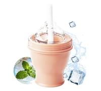 Silicone Ice Bottle 250ml With Straw - Leakproof Reusable Cooling Cup | Portable Ice Ball Maker Cup For Coffee Juice Cocktails Sports Travel Outdoor Hydration Bottle Office Schools Gym Whiskey Drinks
