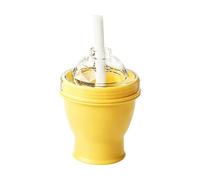 Silicone Ice Bottle 250ml With Straw - Leakproof Reusable Cooling Cup | Portable Ice Ball Maker Cup For Coffee Juice Cocktails Sports Travel Outdoor Hydration Bottle Office Schools Gym Whiskey Drinks