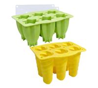 Silicone Ice Cream Molds - 2 Pack 6-Cavity Iced Dessert Mould With Lid, Soft Non-Stick Ice Lolly Mould, Leak-Proof Easy Release Pop Maker | For Parents Kids Families Summer