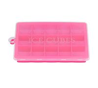 Silicone Ice Cube Stampo Rettangolare Paesaggio cubo di ghiaccio fai -da -te con coperchio durevole BPA per casa da forno da cucina 15 griglie di alta qualità materiale sicuro (Rosa rosso)