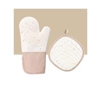 Silicone Insulated Mitts Plus Cotton Pot Holders Set Twill Coloured Dots Oven Baking