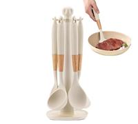 Silicone Kitchen Utensils Set - Silicone Wood 7 Piece Heat Resistant | Kitchen Utensil Set, Easy Clean Cooking Tools Sets | For Nonstick Cookware Pots Pans Baking Mixing Home Camping Use