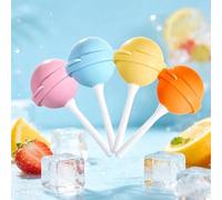 Silicone Lollipop Mold Ice Cream Maker, Reusable Silicone Ice Lolly Moulds with Sticks, DIY Creative Ice Cream Mould for Summer Parties, Easy Release Yogurt& Frozen Treats Molds (4Pcs)
