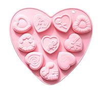 Silicone Love, stampi a forma di cuore per la cottura - Stampo a forma di cuore 10 griglie | Stampo a forma di cuore in silicone torta al cioccolato, decorazioni per la tavola domestica antiaderente