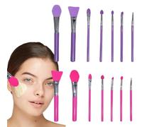 Silicone Makeup Brush, Lip and Eyeshadow Applicator Set, Precision Beauty Tools, Designed for Blending, for Cream Cosmetics, Face Masks, and Art Crafting, 14 Pieces