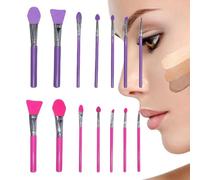 Silicone Makeup Brush, Lip Applicator Set of 14, Precision Eyeshadow Brush Kit, Soft Flexible Design, Multipurpose Beauty Tool, for Cream Makeup, Resin Epoxy Art Crafting