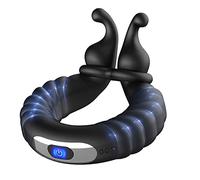 Silicone Mássággiátòre Maschiò Mássággia il Pène Anèlló e lo Scròtò con 10 modalità di Vibrázione, Ricarica USB e Stick da Mássaggiò Impermeabile che può Essere Indossato Ovunque per Lungo Tempò