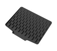 Silicone Mat, Dish Drying Mat, Water Drainage Slip Proof Foldable Non Stick Compact Sturdy Lightweight Flexible, Drying Pad for Kitchen Sink Countertop, 15.75x13.19Inches, Black, Gray