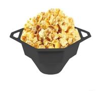 Silicone microonde Popcorn Maker Large Family Size Nero (Nero con coperchio | Silicone senza BPA, pieghevole, adatto al microonde, veloce 2-3 minuti, facile da pulire in lavastoviglie