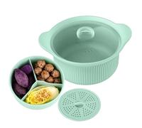 Silicone Microwave Steamer - 23x23x10cm | Vegetable Steaming Cooker Bowl With Compartments, Microwave Cookware Set | Home Kitchen Food Steamer For Food Vegetables Pasta Soup Fish Use