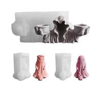 Silicone Mold, Candle Mold, Ghost Skull Shape 3 Pack Flexible Non-Stick, Reusable Craft Tool Soap Resin Wax Making, Halloween Decoration for Home Workplace Kids and Adults