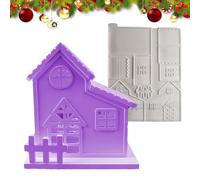 Silicone Mold, Christmas Baking, Cookie Making, Village House Design Food-Safe Material Versatile Use Holiday Decorations Detailed Design Baking Accessories Projects Artistic