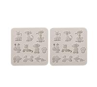 Silicone Mold DIY Hand Made Tool High Temperature Cartoon Animals Shape for Chocolate Cake Candy Making Gray Pink 8x8x1cm 2PCs (Grey)
