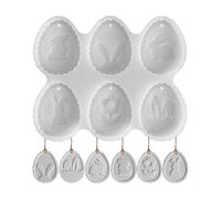 Silicone Mold Easter Eggs - Silicone Casting Mold With Cute Bunny Design | Eastter Plaster Moulds For Casting, Hangable Easter Eggs, High-Temperature Resistant