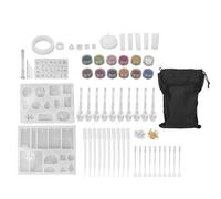 Silicone Mold Nail Art DIY Crystal Glue Dripping Tool Set, Jewelry Making Kit with 15 Reusable Molds and Accessories for Bracelet Pendant Resin Keychain Creation