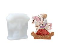 Silicone Mold | Reusable Easy Release Romantic Mould | Bear Couple Riding Horse Silicone Mold | For Concrete Plaster Clay Epoxy Resin Adults Family Boyfriend Girlfriend