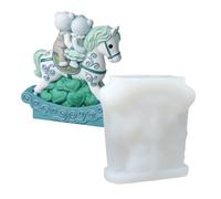 Silicone Mold - Romantic Bear Couple Riding Horse, Reusable Easy Release Mould for Concrete Crafting, Plaster Casting with Waterproof Design, Creative Tool, Clay Resin Form for Adults and Family