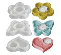 Silicone Molds Set Of 3 | Butterfly Flower Heart Shapes, 4.8 Inch | Candle Making Tray, Spring Decor | Wax Pouring For Tea Lights, DIY Crafts, Home Decoration, Creative Gift