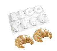 Silicone Mousse Cake Mold Bakeware Dessert Mousse DIY Cioccolato Sapone Candle Stampo, 8 fori Cowhorn Bun & Donut & dolce cono