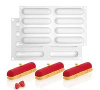 Silicone Mousse Cake Mold Bakeware Dessert Mousse DIY Cioccolato Sapone Candle Stampo, 8 fori Shallow Ellisse