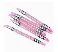 Silicone Nail Brush, Doppio Ended Tool with Rhinestone Handle, Intricate Art Made Simple, Nail Polish Carving and Sculpting Pen for Precise Fingernail Design, At-Home Manicures