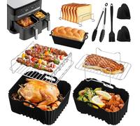 Silicone per Friggitrice ad Aria per Moulinex XXL Dual Easy Fry 11 Litri(6.5+4.5L), Teglie per Friggitrice ad Aria, Accessori Airfryer in silicone riutilizzabili