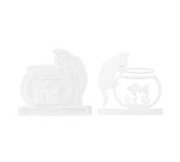 Silicone Per Resina Epossidica - Strumenti Creativi Riutilizzabili Fai Da Te Antiaderenti - In Silicone Per Candelabri Con Gatto Che Guarda Acquario - Per Cera Gesso Decor Casa Centrotavola Arte Artig