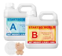 Silicone per Stampi 20A, 2L Silicone Liquido Trasparente per Moulage, 1:1 per volume, Non Tossico, Perfetto per la Realizzazione di Resine, Moulage, Cera, Intonaco