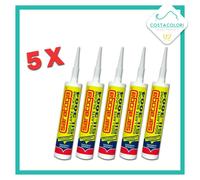 SILICONE SARATOGA ACETICO TRASPARENTE O BIANCO ANTIMUFFA CARTUCCIA 280ML 5 PZ.