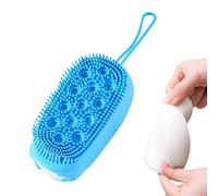 Silicone Scrub Brush, Shower Body Scrubber, Double-Sided Massage, Soft Skin Cleansing Tool, Exfoliatings Wash Brush, for Travel, Home, Bathing, 5.5x7.5x12.5cm 48g Blue Pink