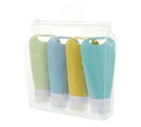 Silicone Set di Flaconi 4 Pezzi 90ml da Viaggio per Cosmetici | Bottiglie Comprimibili, Adatte a Viaggiatori e Campeggiatori, per Gel Lavamani e Struccante, Colori Assortiti