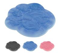 Silicone Shower Foot Back Scrubber Pad, Wall-Mounted Slip Suction Cups, Cat Scratch Shape, for Exfoliating Women and Men (Blue)