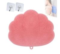 Silicone Shower Foot Scrubber Mat, Deep Cleansing Foot Pads, on Slip Foot Back Cleaning Pad, Back Exfoliating Bath Wash, for Back & Feet (Pink)