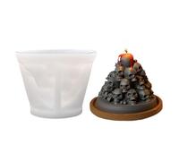 Silicone Skull Candle Mold, 3d Mountain Wax Moulds, 3.94x2.96 Inches, Reusable Spooky Halloween Decoration, Decor Casting Molder for Candle Making, Table Bathroom Kitchen Home Balcony Bedroom