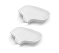 Silicone Soap Dish with Drain, Shower Soap Box, Bathroom Kitchen Sponge Holder - White, 2 PCS
