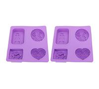 Silicone Soap Forms 4 Grids | Heat Tolerant - 40 to 230°C | DIY Soap Making Kit for Handmade Soap/Cupcake/Chocolate | Snowman Heart Winged Designs, Reusable Baking Form