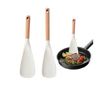 Silicone Spatula Set - 2 Pack Cooking Spoon | Wooden Handle | Sturdy Matte Finish, Non Stick Safe Edge, Heat Resistant, Small & Large Sizes, for Stirring Scooping & Scraping Meals