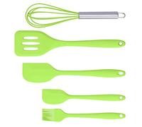 Silicone Spatula Set 5 - Piece | Heat Tolerant Kitchen Utensils for Baking & Cooking | Non - Safe Scraper/Egg Beater/Turner for Non - Stick Pans (Green five-piece set)
