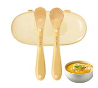 Silicone Spoons Set - Feeding Utensils for Weaning | Food Grade Silicone Soft Tip Bendable Heat Resistant Spoon Bowl Training Grip Ergonomic Easy Clean Kitchen Use Meal Prep Home 5.59in