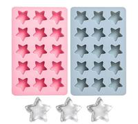 Silicone Star Mold - Chocolate Candy Cube Tray, 2 Piece Food Grade Ice Tray with Easy Release Design, Cute Mold for Chocolate Candy Ice Cubes | Drink Juice Milk Freezer Home Kitchen Party Tool