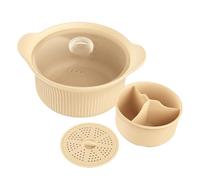 Silicone Steamer Bowl - 9.06in Microwave Cooker with Compartments for Veggie, Noodle, and Soup Preparation with Heat Resistant Design, Food Grade Kitchen Cookware Home Baby Meals,